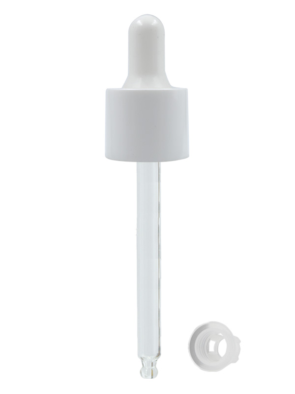 20/415MM PP Inner + Outer Dropper - White-With Glass Tube And Silicorn Rubber Teat And Wiper Plug